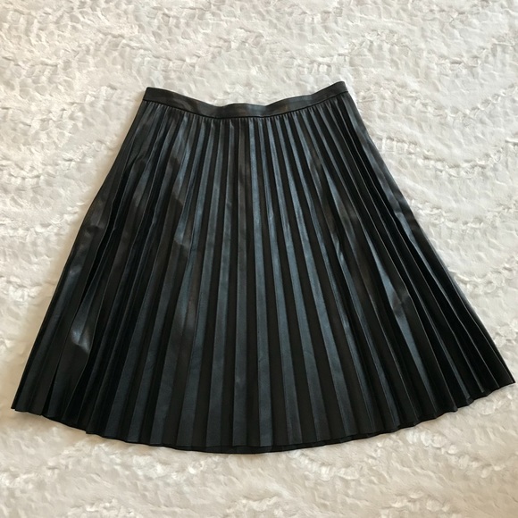 Calvin Klein Dresses & Skirts - Calvin Klein Faux Black Leather Pleated Skirt